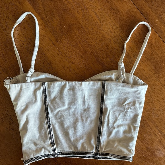 Princess Polly Tan with Black Contrast-Stitch Bustier Crop Leilani Top Size 0 - Picture 6 of 8